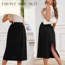 Gardenwed Womens Midi Casual Skirt High Waisted Pleated Flowy A Line Elastic Swing Skirts with Side Slit (S)