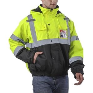 sesafety Reflective Jacket for Men, High Visibility Jackets, Safety Jackets for Men, Hi Vis Construction Bomber Jackets Waterproof with Pockets and Zipper, Black Bottom, Class 3, Large