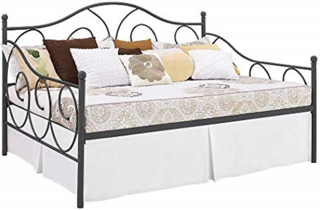 Pleated Bed Skirt with Split Corners for Daybeds - Three Side Coverage - Made with Brushed Microfiber, (Twin Size, White Solid)/14 Inch Drop