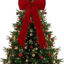 Large Christmas Bow Ornament 15x30 Inch Velvet Giant Wreath Bows Xmas Tree Topper Ribbon Hanging Bows for Christmas Holiday Home Wall Outdoor Indoor Party Garland Crafts Decoration(Red)