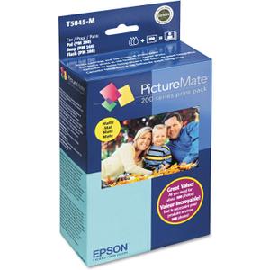 Epson T5845-M PictureMate Print Pack Includes Inkjet Cartridge, 100 Sheets Matte Photo Paper,1 cartridge containing;black,cyan,magenta,yellow