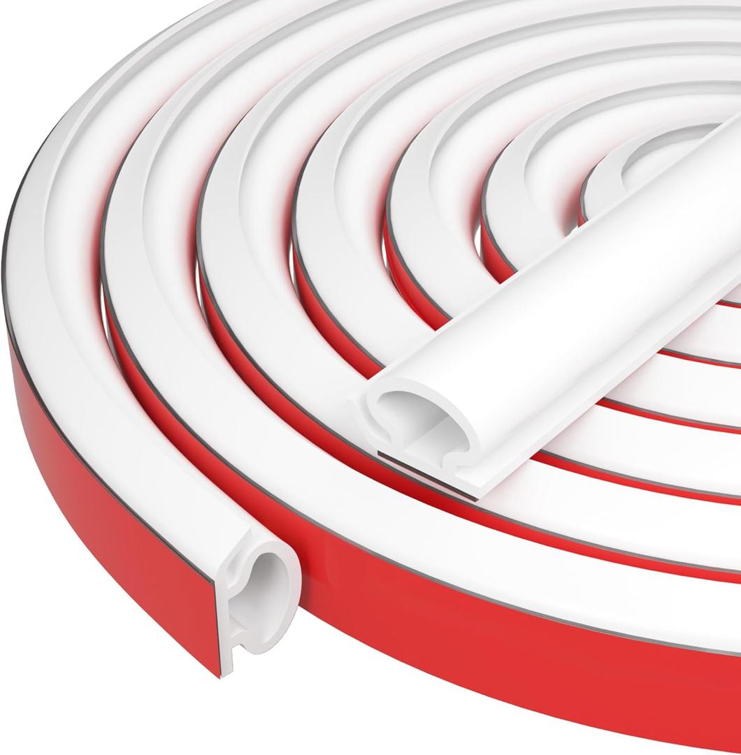 Silicone Weather Stripping Door Seal Self Adhesive Weather Strip Strip D Shaped Weatherstripping Door Insulation for Door/Window (White, 2/5"W x 5/16"T x 17FTL)