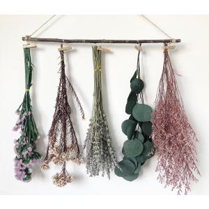 DongArts Natural Dried Flower Rack, Dried Flower Wall Hanging for Boho Farmhouse Wall Decor, Eucalyptus Dried Herb Rack, Greenery Hanging Plants for Kitchen, Bedroom, Living Room, Lavender (15 Inch Lavender)