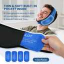 LotFancy Face Ice Pack Wrap for TMJ, Wisdom Teeth, with 4 Reusable Hot Cold Therapy Gel Packs, Pain Relief for Head, Oral and Facial Surgery, Dental Implants, Blue
