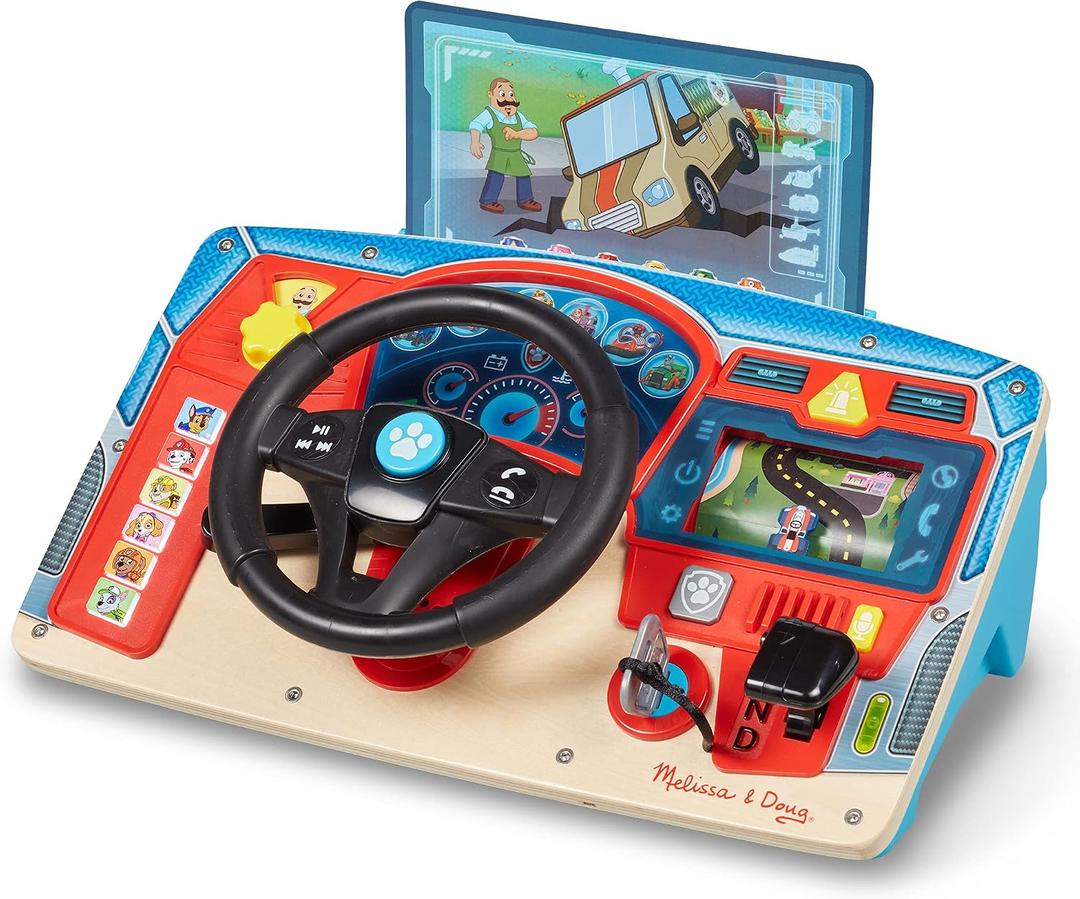 Melissa & Doug PAW Patrol Rescue Mission Wooden Dashboard Kids Activity Board, Toddler Sensory Toys, Pretend Play Driving Toy, PAW Patrol Toys for Kids Ages 3+, 14.6 x 9.2 x 7.1