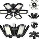 LED Garage Lights 2 Pack, 18000LM 180W Deformable Shop Light with 6+1 Adjustable Panels, 6500K Daylight White Ceiling Light for E26 Base, Ideal for Garage/Basement/Barn