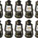 Amosfun 10pcs Miniature Kerosene Lamp Decor Vintage Style Hanging Light Ornament for Xmas Halloween Home Decoration Retro Design (As Shown 2)