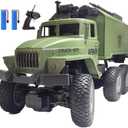 KNACKTOYZ RC Military Truck for Boys 4-7, 1:16 Remote Control 4WD Off-Road Crawler, Army Cars Toys with 2 Rechargeable Batteries, All Terrain Toy Vehicle with Lights, Birthday for Kids
