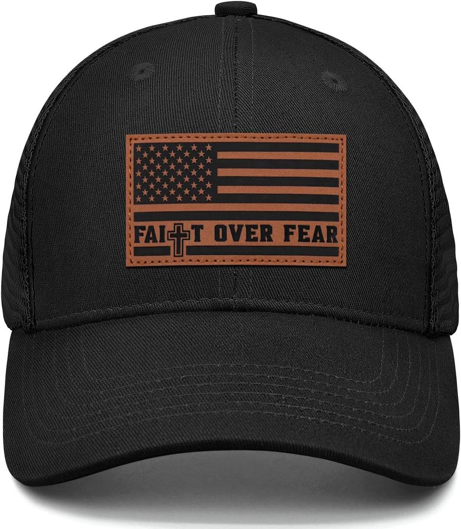 Christian Gifts Religious Gifts for Men Women, Jesus Hat Faith Over Fear Hat Unique Chrismas Easter Gifts (Black)