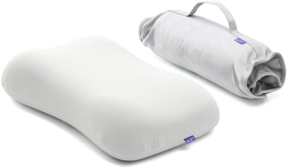Cushion Lab Travel Deep Sleep Pillow – Compact Memory Foam Neck Pillow for Sleeping, Portable Pillow for Hotels, Camping, Side & Back Sleepers, On-The-Go – Calm Grey, 1 count