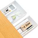 2 Packs Under Desk Drawers, Slide Out Drawer Attachment, Plastic Desk Accessories & Workspace Organizers, Self-Adhesive Hidden Desktop Pen Holder for Office School Home (White)