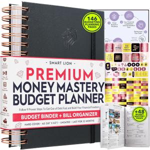 Budget Planner and Monthly Bill Organizer + Cash Envelope Buget Sytem | Finance Planner, Bill Payment Tracker & Money Saving with Productivity App | Money Mindset for Attracting Financial Abundance (A5, Black-lion)