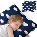 Biloban Toddler Pillow for Sleeping, Kid Pillow 14" x 19" for Small Travel Bed, Nap Pillows, Soft & Skin-Friendly Small Pillows for Sleeping, Toddler Use Only, Age 2 to 5 (Navy Cloud)