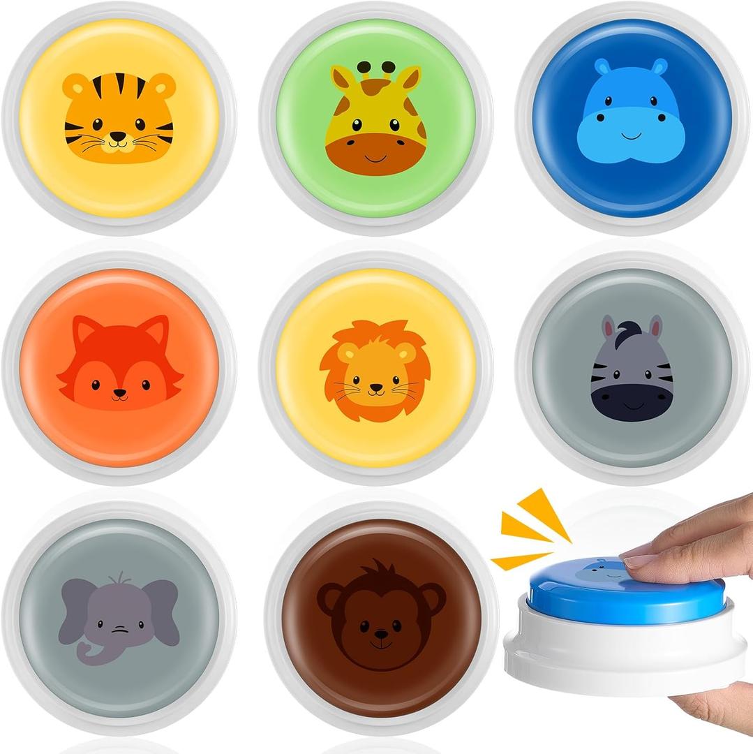 Syhood 8 Pcs Animal Sounds Buzzer for Trivia Games, Answer Buzzers for Classroom, Feud Jeopardy Buzzer Button with Lights and Sounds for Classroom Party Teacher Game Show(Jungle Style)