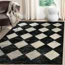 Lahome Machine Washable Area Rugs for Bedroom Aesthetic, 4x6 Soft Living Room Area Rug Non Slip Entryway Rugs, Moroccan Trellis Printed Black and White Indoor Kitchen Carpet for Bedside Office