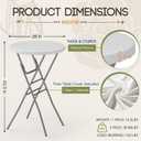 28" Round Folding Table with Cover, Foldable Cocktail Table with Handle28" Round Folding Table with Cover, Foldable Cocktail Table with Handle Bar Height Table with Removable Legs, High Top, Indoor Outdoor for Parties, Patio, Backyard, Wedding, Dining, White