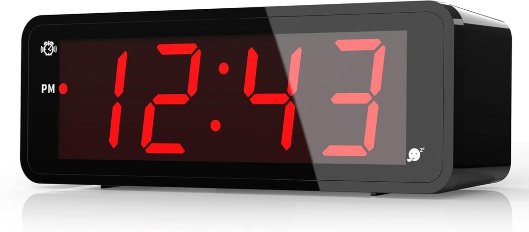KWANWA Digital Alarm Clock with Large 1.8" LED Display, Battery Operated, 3-Level Adjustable Brightness, Loud Alarm with Snooze, 12/24H Format, Easy to Read for Bedroom, Seniors, Kids, Heavy Sleepers