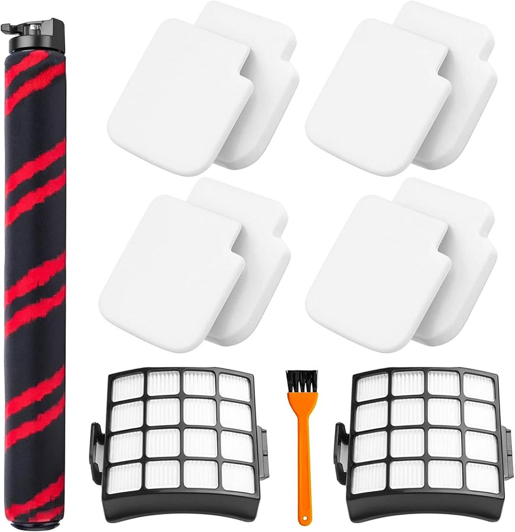 Replacement Filters for Shark Stratos AZ3002 AZ3000 AZ3000W DuoClean PowerFins Upright Vacuum Cleaner 1 Soft Brush Roller 2 Filters 4 Foam & Felt Filters 1 Cleaning Brush (Black)