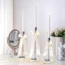 Teenyyou 12 Pcs Ivory Candlestick Bows Decor 13 Inch Large Coquette Decoration Bow for Table Self Adhesive Candle Holder Gift Wrapping Wedding Bridal Shower Bachelorette Party Centerpieces