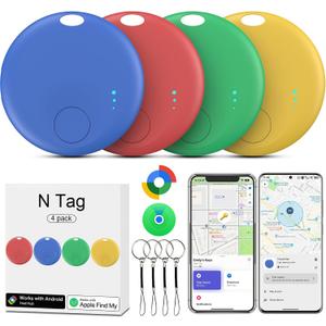 Air Tracker Tag for Android or iOS, Android Tracker Tags-4 Pack, Dual System Smart Tags for iOS, Luggage Tracker Tags Find My or Google'S Find Hub App Item Finder for Keys,Wallets,Suitcases