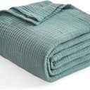 EMME Cotton Blanket Twin XL for Bed Soft Muslin Blankets 66"x90" Lightweight Breathable Layering Bedspread Coverlet All Season Gauze, Teal
