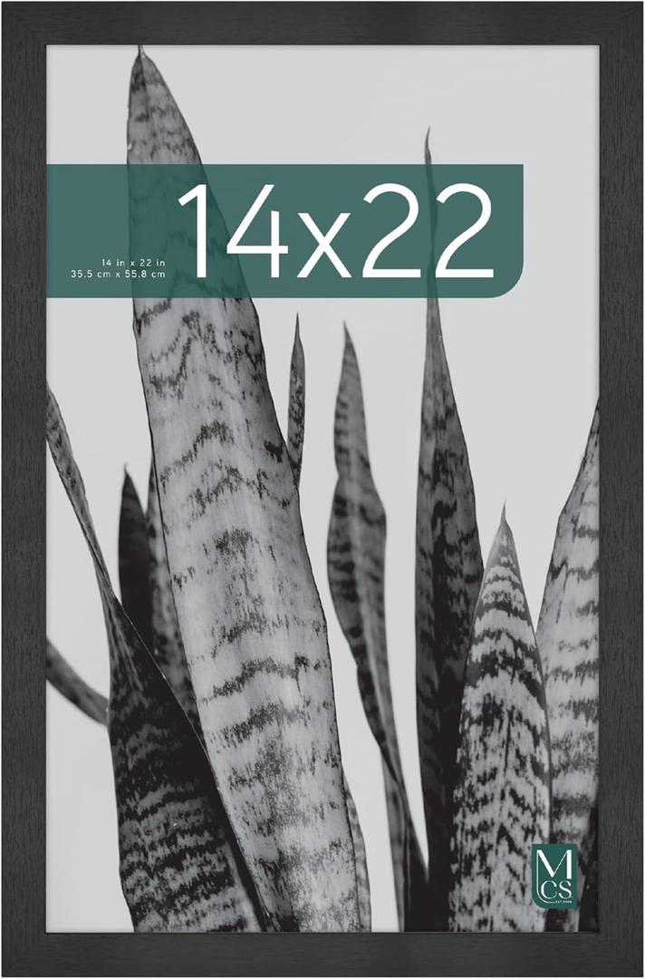 MCS Studio Gallery 14x22 Poster Frame Black Woodgrain Engineered Wood, Vertical & Horizontal Wall Hanging Large Picture Frame for Photos, Posters & Art Prints (1-Pack)