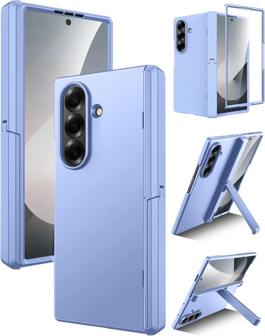 Miimall for Samsung Z Fold 7 Screen Case, Built-in Hinge Protection, with Stand Full-Body, Shockproof Thin Full-Cover, Heavy Duty, Slim Fit, Phone Case for Samsung Galaxy Fold 7 5G, Light Blue