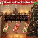 Nativity Christmas Stocking Holder for Wall with 5 Hangers Metal Christmas Stocking Wall Hanger Mantel Rack Hanging Mount Hook for Holiday Xmas Fireplace Decoration, Black(Believe)