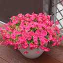 Artificial Flowers for Outdoors, UV Resistant Fake Silk Morning Glory, Realistic Faux Plants for Outside Porch Patio Window Box Hanging Planter (12, Hot Pink)