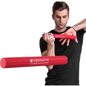THERABAND FlexBar, Tennis Elbow Therapy Bar, Relieve Tendonitis Pain & Improve Grip Strength, Resistance Bar for Golfers Elbow & Tendinitis, Red, Light, Beginner