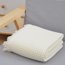 Waffle Cotton Blanket,Luxury Ultra Soft Lightweight Throw for Office Nap, Sofa, Couch & Travel - All Season Cozy Home Deco,35x70 Inch, Color: Beige