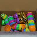 JOYIN 64 Pcs 3.15" Colorful Printed Eggs Include 8 Golden, Plastic Fillable Empty Eggs for Easter Hunt, Basket Stuffer Filler, Classroom Prize, Party Favors