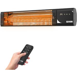 Outdoor Heaters for Patio 1500W, 3s Rapid Heating, IP65 Waterproof, 4 Heat Levels, 24H Timer & Memory Function, Touchscreen Electric Infrared Heater for Backyard, Garage, Deck, Black