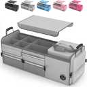 LIBZAKI Oversize 4 in 1 Car Trunk Storage Organizer, Multi Compartment Collapsible Trunk Storage Box with Cooler Bag for Car Truck SUV-Gray