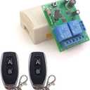 DieseRC DC 12V 24V 30V Secure Remote Control Switch Universal Wireless 433Mhz Rf 10A Relay Receiver Board with 2 Transmitter Key Fobs for Motor Light Gate Door DIY Wireless Controller