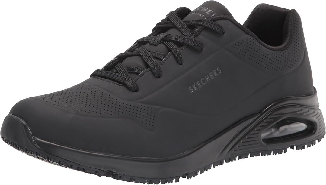 Skechers Men's Work Uno SR Sutal Lace Up Skech AIR 200054 P Food Service Shoe, Black, 12