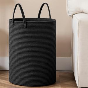 Laundry Basket, 72L Woven Laundry Hamper, Baby Nursery Hamper for Toys, Blanket Basket for Living Room, Clothes Hamper for Bedroom&Baby Room, Black