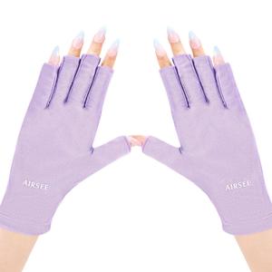 AIRSEE UV Gloves for Nail Lamp,Professional UPF50+ UV Protection Gloves for Manicures Nail Art,Fingerless Gloves That Shield Skin from The Sun and Nail Lamp (Purple)