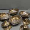 4 Pcs Metal Compote Bowl for Centerpiece Flower Holder Small Compote Vase Indoor Outdoor Flowers Fruits Plant for Christmas Wedding Home Party Decoration (Medium,Gold Bronze)