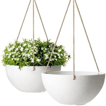Muse Hanging Planter - 9.84 Inch Hanging Planters for Indoor Plants, Hanging Pots for Plants Indoor Outdoor, Set of 2, White