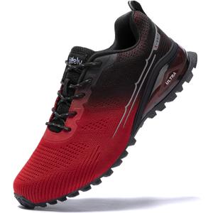 Kricely Men's Trail Running Shoes Fashion Walking Hiking Sneakers for Men Tennis Cross Training Shoe Outdoor Snearker Mens Casual Workout Footwear (10.5, Red Black-1)