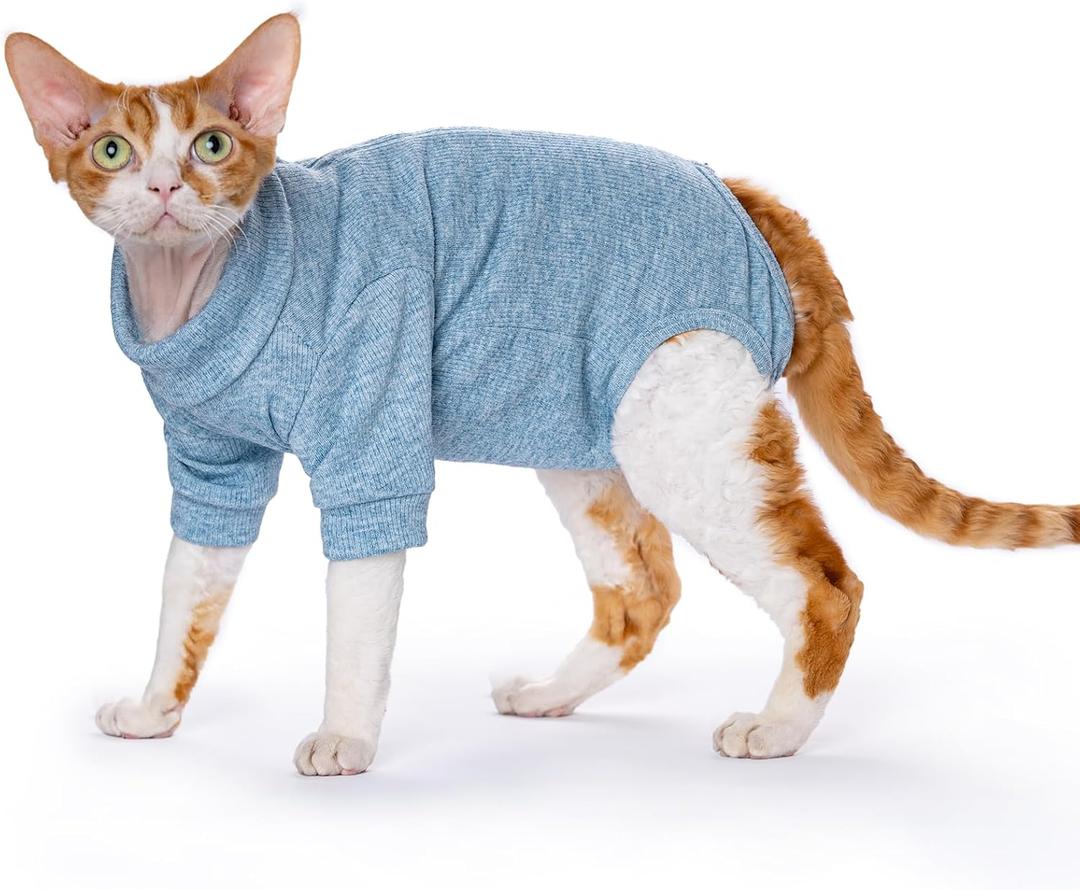 Cat Recovery Suit for Foreleg, Cat Surgical Spay Suit Sleeves to Stop Licking, Long Leg Sleeve Wound Cover Abdomen Kitten Onesie L