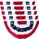 2x4 Ft American Pleated Fan Flag, Patriotic Half Fan Bunting Flag, Indoor Outdoor for Red White Blue USA 250th Anniversary 4th of July Decoration Patriotic Decor Memorial Day (Set of 5)