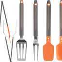 Chefs Path Grip & Flip Utensil Set - Snap-on Kitchen Tongs & Cooking Utensil Set - Cooking Spoon, Spatula Scraper, Grill Spatula, & Grill Fork for Home Kitchen, BBQ Tools, Camping & Outdoor Cooking