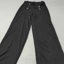 Wide Leg Pants Women's Pants Button Pocket Mid Waist Solid Trousers Long Pant Casual Business Office Wear Medium Black