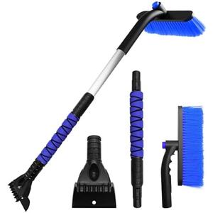 Surosha Snow Brush with Ice Scraper, Ice Scrapers, Car Windshieldand Extendable Snow Brush with Foam Grip and 360° Pivoting Brush Head, Detachable Snow Scrapers & Ergonomic Foam Grip for Cars (Blue)