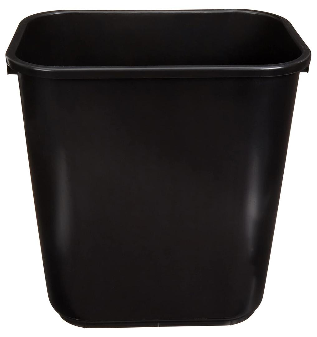 Amazon Basics Trash Can, Rectangular Commercial Office Wastebasket, 7 Gallon (Pack of 2), Black