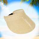 Straw Sun Visors Hats for Women UV Protection, Summer Packable Beach Hat, Wide Brim Foldable Hats for Travel