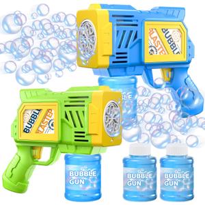 2 Pack Bubble Gun for Kids: Bubble Guns for Kids 4-8| Bubble Machine Gun for Toddlers| Easter Basket Stuffers| Bubble Blaster with Refill Solution| Gifts for Wedding Easter Party Favor