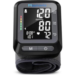 Wrist Blood Pressure Monitor - Automatic Blood Pressure Cuff for Home Use, Digital BP Monitor Wrist with Large Backlit Display, BP Cuff Wrist for Adults, 2x60 Memory, Fits 5.3"-8.5" (Black)